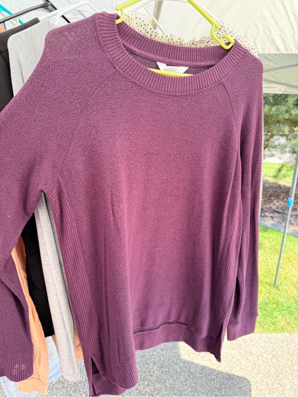 Market & Spruce Deep Plum Scoopneck Lightweight Sweater